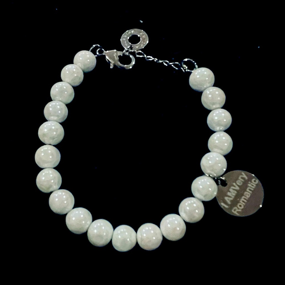 Antica Murrina White Glass Bead “I Am Romantic” Bracelet